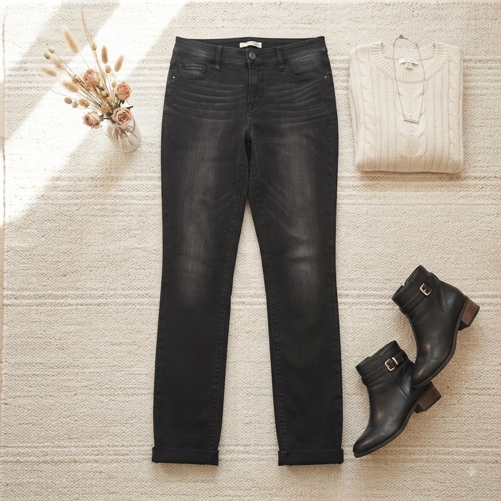 Daytrip Virgo Skinny Jeans Womens 27R Washed Black Mid Rise Distressed Pockets